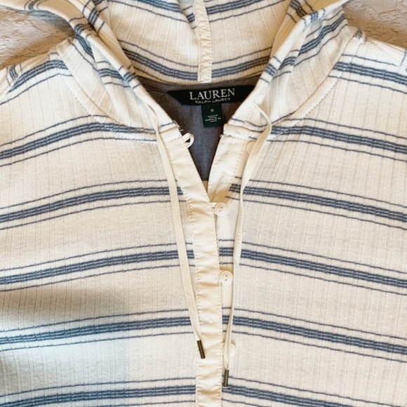 Lauren Ralph Lauren: 3/4 Button Striped Sweatshirt - Picture 2 of 3